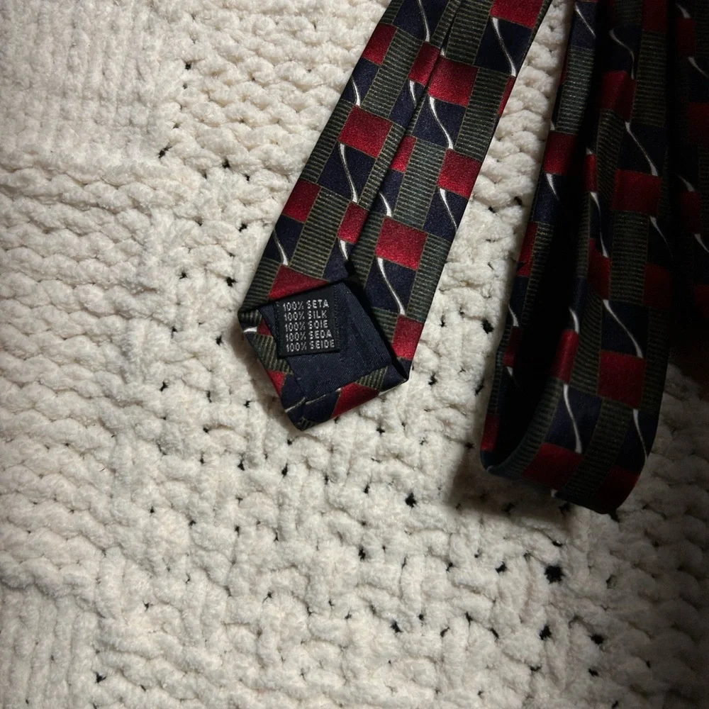 Emilio Romano Black Gray Red Silk Tie